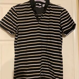 Calvin Klein Black and White Striped man medium Polo Shirt